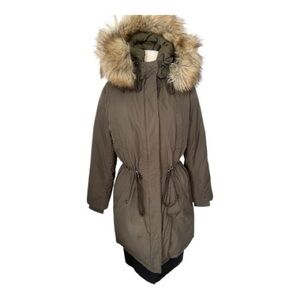 Topshop Olive Fur-Trimmed Puffer Jacket